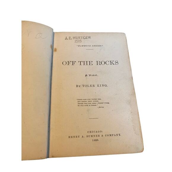 Off The Rocks The Hammock Series Number 3 Hard Cover First Edition Toler King - Picture 8 of 13